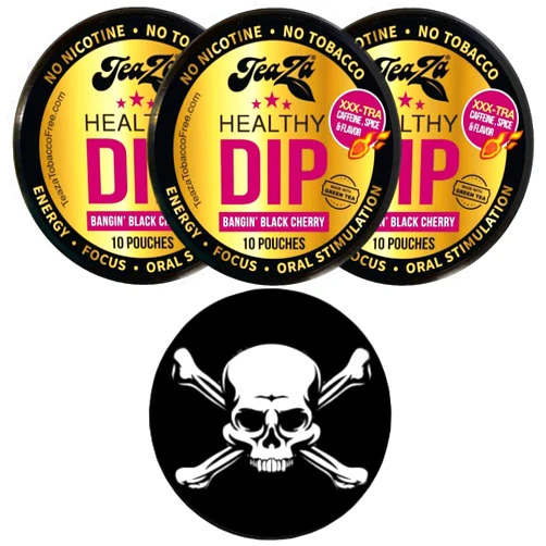 TeaZa Herbal Pouch Bangin Black Cherry 3 Cans with DC Crafts Nation Skin Can Cover - Jolly Roger