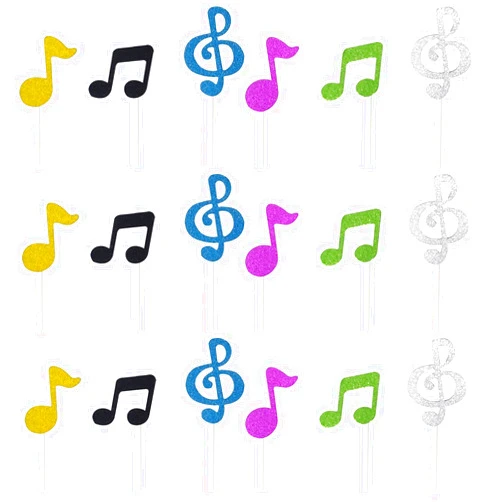 Honbay 48PCS Glitter Music Notes Cupcake Toppers Musical Symbols Cake Toppers Fruit Dessert Picks Cake Decorations for Birthday, Wedding, Themed Party, etc (Mixed)