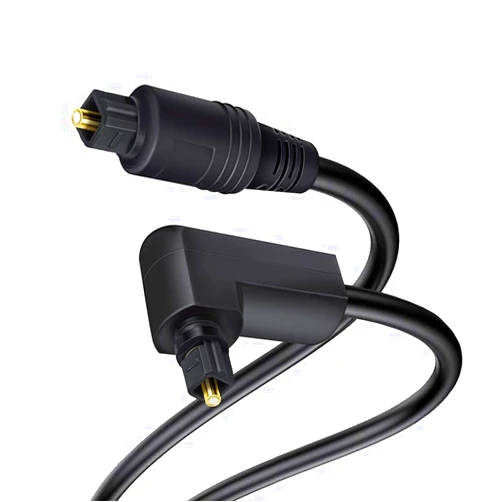 BaseWish 90 Degree Slim Digital Audio Optical Cable for Sound Bar, TV, PS4, Xbox - Fiber Optic Toslink Cord, Black (3M/9.84ft)