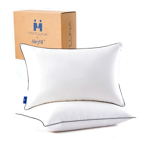 Mosluna Goose Down Pillows Queen Size Set of 2, Luxury Hotel Collection Bed Pillow 2 Pack, Airyfil™ Powered Fillings & Feather Pillow，Soft Fluffy for Side, Back, Stomach Sleepers 20