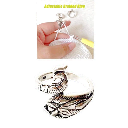 AJooED Adjustable Knitting Loop Crochet Ring,Advanced Phoenix Ring, Loop Knitting Accessories,Yarn Guide Finger Holder Knitting Thimble Knitting Loop Ring Crochet Ring (1 pcs)