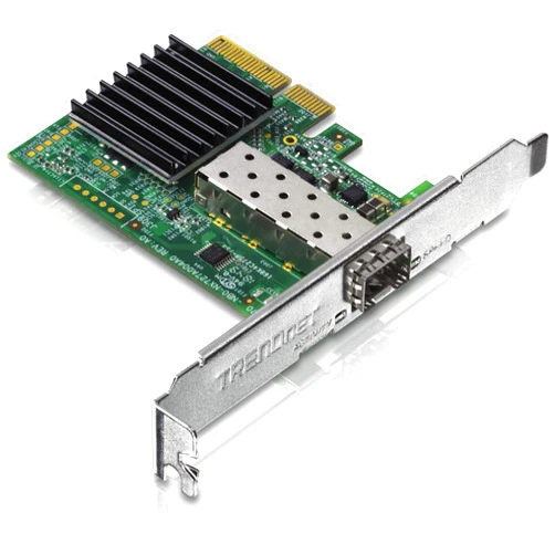 TRENDnet 10 Gigabit PCIe SFP+ Network Adapter, Convert A PCIe Slot Into A 10G SFP+ Slot, Supports 802.1Q, Standard & Low-Profile Brackets Included,Compatible with Windows & Linux, Black,TEG-10GECSFP