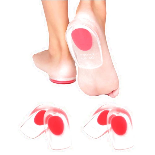 IBesun 2 Pairs Silicone Gel Heel Cups Plantar Fasciitis Inserts - Heel Pads for Sore Heel Pain, Bone Spur & Achilles Pain - Pad & Shock Absorbing Support (Red, Large)