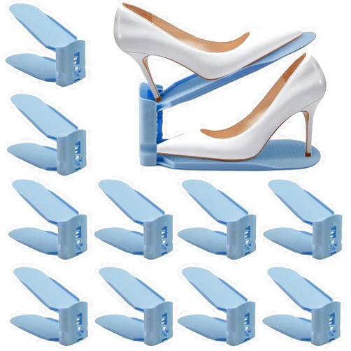 sunvito Shoe Slots Organizer, 10 Pcs Shoe Stacker Adjustable Double Deck Upgraded Thickening Shoe Rack for Closet Organization Save Half the Shoe Rack Space