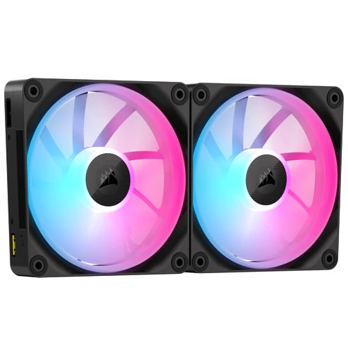 CORSAIR iCUE Link LX140 RGB 140mm PWM Fan Dual Pack – Dual Light Loops – Includes iCUE Link System Hub – CORSAIR AirGuide Technology – Black