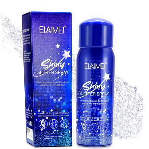 HANYWIL Body Glitter Spray, Glitter Spray for Hair, Body and Clothes, Long-Lasting Body Shimmer Spray Suitable for Stage, Festival Rave and Makeup Prom 2.11 Fl Oz