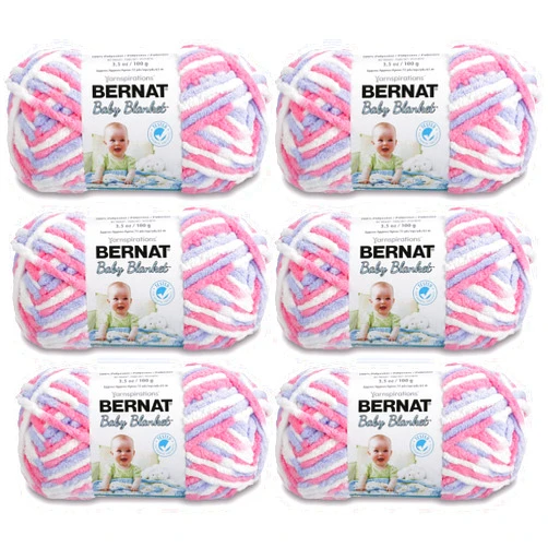 BERNAT Baby Blanket Yarn, 3.5oz, 6-Pack (Pink/Blue)