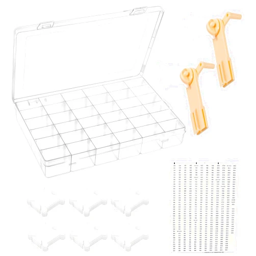 Prasacco Embroidery Floss Organizer Embroidery Thread Organizer 150 Embroidery Floss Bobbins 36 Compartments Storage Box with Bobbin Winder and Coding Stickers for Craft DIY Embroidery Cross Stitch Supplies