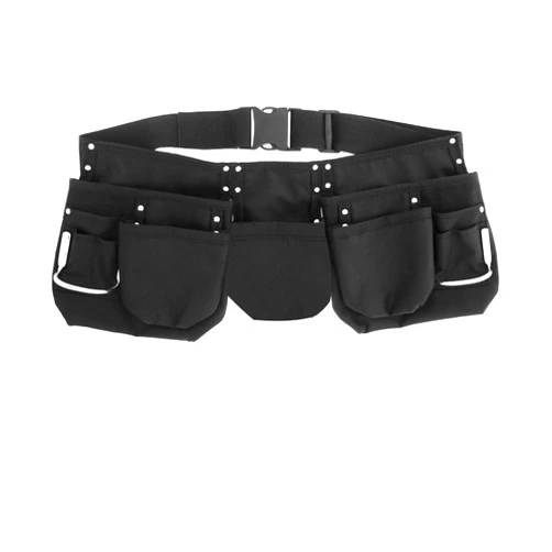 VIRTIONZ 11 Pocket Tool Belt - Black Work Apron for Real Tasks - Adjustable Poly Web Belt with Quick Release Buckle - Fits Waist Sizes 40 to 48 Inches