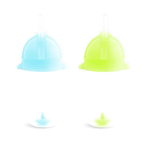 Munchkin Any Angle Weighted Toddler Straw Cups with Click Lock Lid, 10 Ounce, 2 Pack, Blue/Green