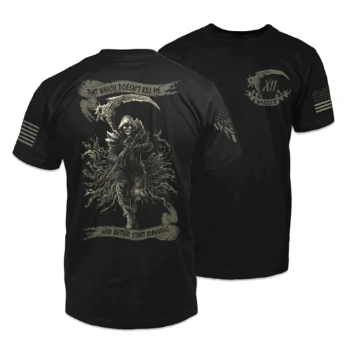 Warrior 12 Fear The Reaper T-Shirt Patriotic Tribute Tee | American Pride Veteran Support Shirt | 100% Cotton Military Apparel