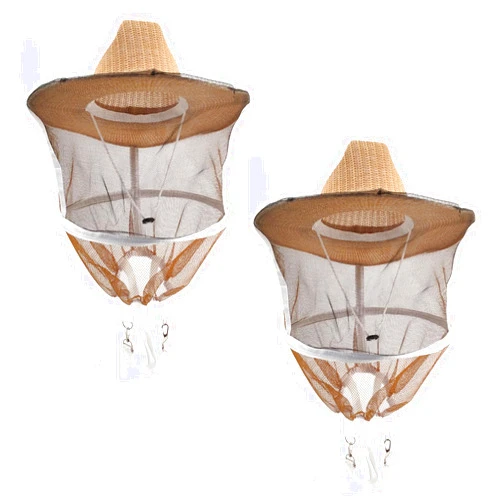 AukBeeFun 2 Pack Beekeeping Veil Hat Bee Veil Hat with High Visibility Veil Professional Beekeeping Supplies Protective Gear