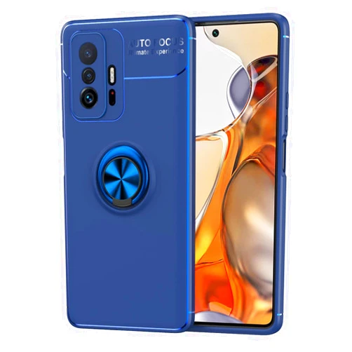 iCoverCase for Xiaomi Mi 11T/ 11T Pro Case with Ring Holder, Rotatable Matal Ring Kickstand [Work with Magnetic Car Mount] Shockproof Anti-Scratch Ultra-Slim Protective Case (Blue+Blue)