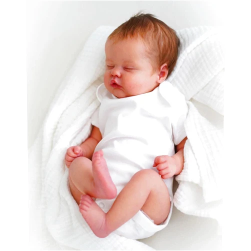 Angelbaby Real Life Sleeping Reborn Baby Life Size 19 inch Lifelike Newborn Doll in Soft Silicone Super Cute Alive Little Bebe Reborn Boy Feel Real Dolls for Children Best Gift Toys