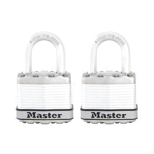 Master Lock M1XT Magnum Heavy Duty Padlock with Key, 2 Pack Keyed-Alike, Silver