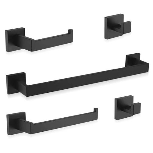 Taucent Bathroom Hardware Set,5-Piece Black Towel Bar Set 23.6