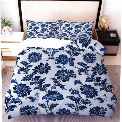 SHAOLILI Floral Pattern Duvet Cover, Plantwork Bedding Set, Symmetrical Design Suitable for Decorating Rooms for Teenagers, Girls, Boys, Curved Lines Themed Bedding Set with 2 Pillowcases