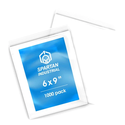 Spartan Industrial - 6” X 9” (1000 Count) 2 Mil Clear Reclosable Zip Plastic Poly Bags with Resealable Lock Seal Zipper