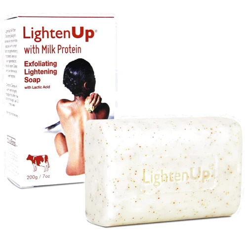 OMIC Lighten-Up LightenUp, Lactic Acid Exfoliating Soap | 7.7 oz / 200 g | Brightening Bar, AHA Soaps for Knees, Body, Armpits | with Shea Butter, Apricot, Milk Protein