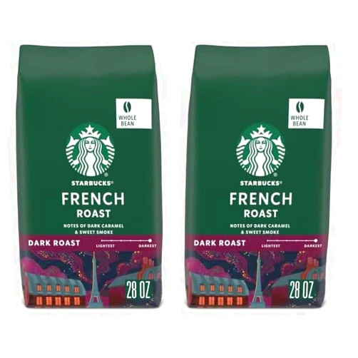 Starbucks Dark Roast Whole Bean Coffee — French — 100% Arabica — 1 bag (28 oz) (Pack of 2)