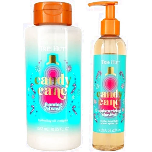 Generic Tree Hut Bare Candy Cane Hydrating & Moisturizing Shave Oil, 7.7 fl oz. and Tree hut Nourishing & Moisturizing Foaming Gel Wash, 18 oz