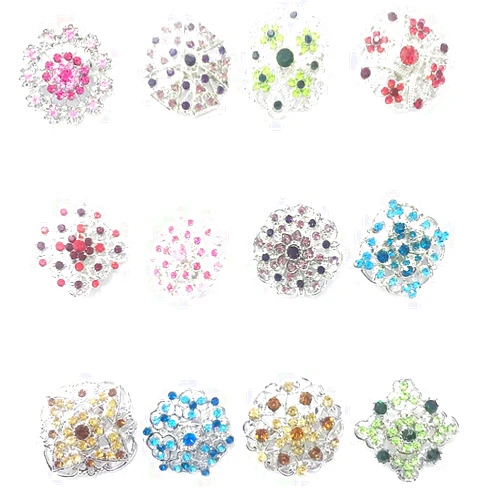 Ezing 12pcs Lot Crystal Brooch for Wedding Bouquet (G)