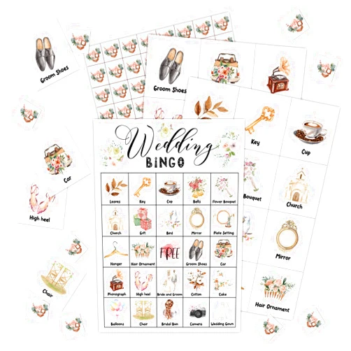 ESAMP Wedding Party 24 Players Bingo Game Set, Engagement Party Bingo Card, Home Large Groups Party Game Activities for Family and Friends, Adult Bridal Shower or Bachelorette Party Favor Supplies -10