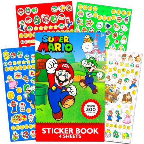 Super Mario Brothers UPD Super Mario 4 Sheet Sticker Pad, 300 Plus Stickers (1 Set)