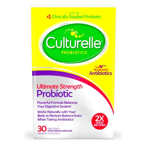 Culturelle Ultimate Strength Probiotic for Men and Women, Most Clinically Studied Probiotic Strain, 20 Billion CFUs, Supports Occasional Diarrhea, Gas & Bloating, Non-GMO, 30 Count