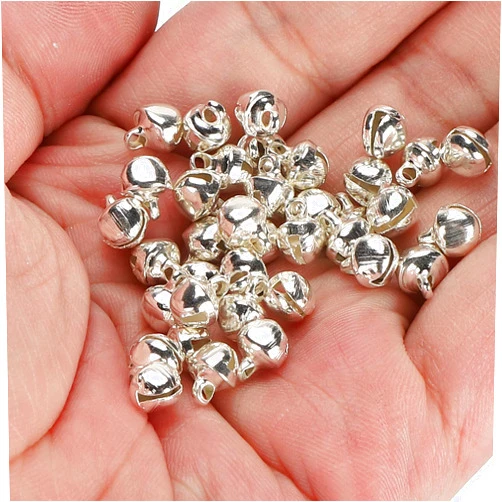 Pssopp 300Pcs Small Bells 6mm Mini Bells,Pendant Bell Set, Iron Material Silver Mini Pendant for Jewelry Making and Crafting