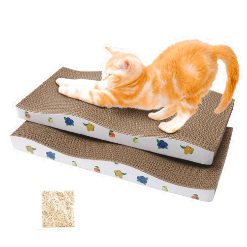 THAMIAO Cat Scratching Board,Cat Scratcher,Cat Scratch Pad，Cardboard Cat Scratcher with Catnip, Corrugated Cat Scratch Pad with Premium Scratch Textures Design, Double-Sided Usability (2 pcs)