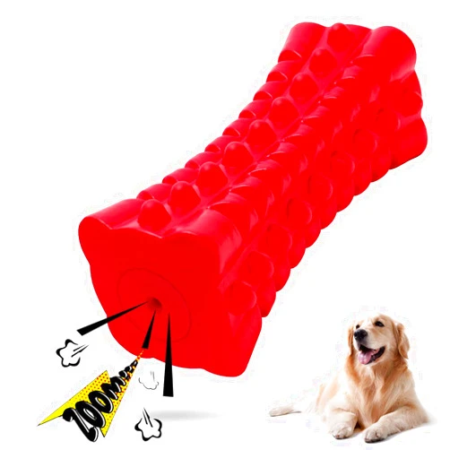 VANFINE Tough Squeaky Dog Toys for Aggressive Chewers - Dog Chew Toys for Aggressive Chewers Large Breed Stick - Durable Dog Toys for Aggressive Chewers Non-Toxic Natural Rubber Beef Flavor (Red)