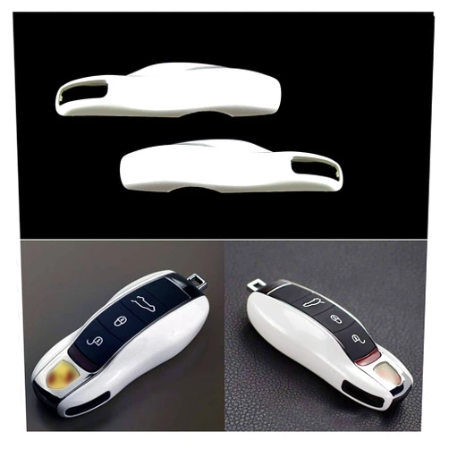 X xotic tech Xotic Tech White Smart Remote Key Fob Protector Cover Shell Case Holder Compatible with Porsche Boxster Cayenne Panamera Cayman Macan Carrera 911 991 918 Spyder(Fits 3 Button)