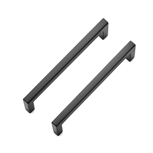 Ravinte 10 Pack 5 Inch Hole Center Solid Slim Square Pulls Matte Black Kitchen Cabinet Handles Square Bar Drawer Handles Flat Black Drawer Pulls for Cupboard Dresser and Cabinets
