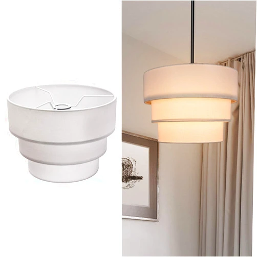EDISLIVE 3-tier Drum Linen Lamp Shade for Pendant Lamp Floor Lamp Chandelier Replacement Shade Clip on Bulb Classic Round Lampshade Cover Only