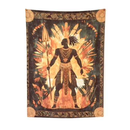 DreamController Ancestrral Warrior Strength Wall Tapestry for Bedroom by DC | African American Tapestry Wall Hanging & Aesthetic Decor for Dorm, Living Room, Picnic & Home | 36