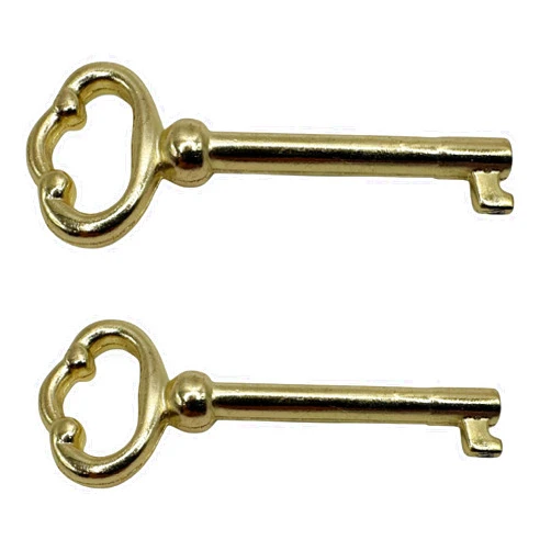 SupplyInfinite Universal Skeleton Key: Brass Reproduction for Cabinets, Curio, Jewelry Boxes, Desk, and More - Pack of 1 - KY-2 (Brass, Set of 2)