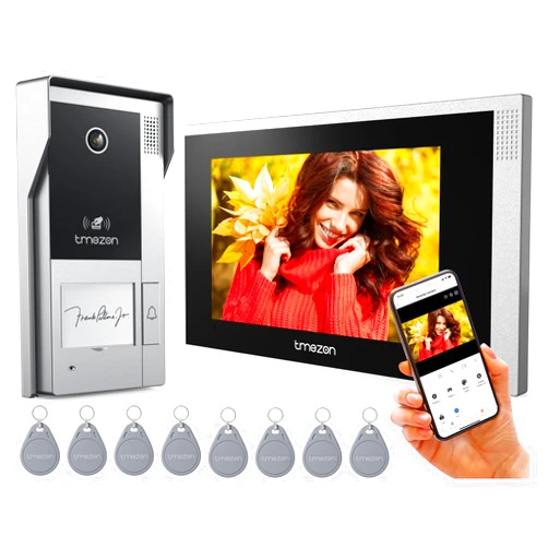 TMEZON WiFi Video Intercom System Doorbell with Camera and 7 Inch Monitor IP Wired Video Door Phone 1080P Wired Night Vision,No Monthly Fees, Support Remote Unlock Door Release,Snapshot, Tuya