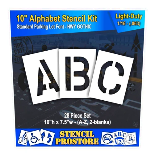 Stencil Pro Pavement Stencils - 10 inch Alphabet KIT Stencil Set - (28 Piece) - 10
