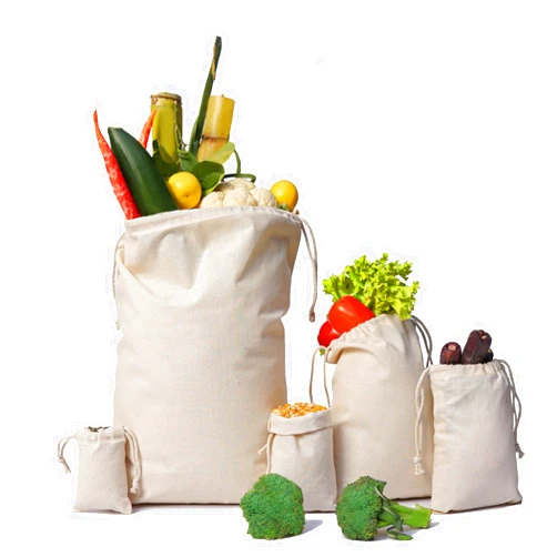 BigLotBags Cotton Muslin Bags, 100% Organic Cotton with Double Drawstring. Premium Quality Reusable Eco-Friendly Natural Muslin Bags. (10, 18 x 20 Inches)