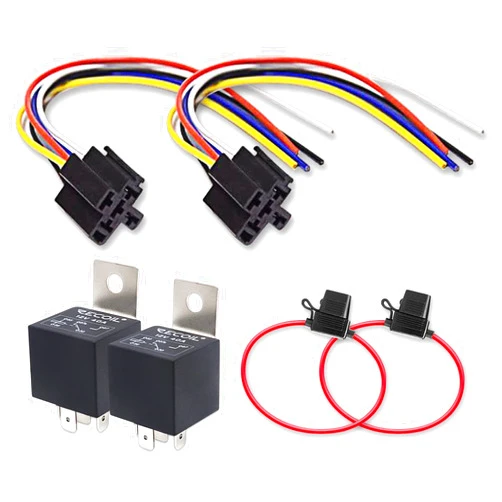 Recoil 2 Pack Automotive 5-Pin 30/40A 12V SPDT Relays with Interlocking Relay Sockets and in-line ATC Fuse Holders (2 Pack)