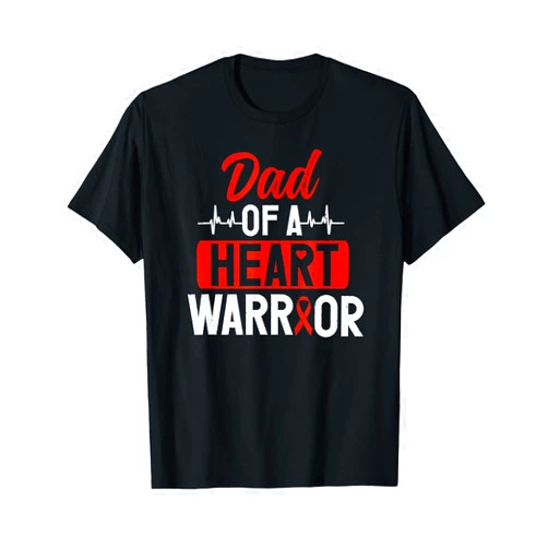SHIRTSIDE Heart Disease Awareness Heart Warrior Dad CHD Congenital Heart Defect Awareness T-Shirt