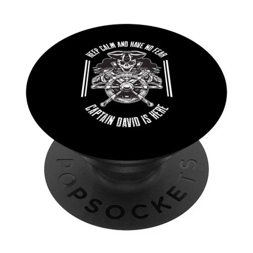 Funny personalized first name t-shirt and more Keep calm and have no fear Captain David is here PopSockets Swappable PopGrip