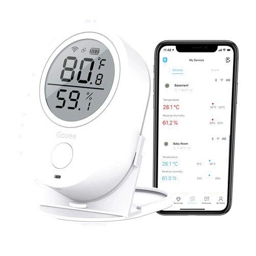 Govee WiFi Thermometer Hygrometer H5051, Bluetooth Indoor Temperature Humidity Monitor with App Notification Alert, Smart Humidity Sensor for Greenhouse Wine Cellar, 2 Years Free Data Storage Export