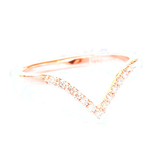 CausYou Round Cut Half Eternity Deep Chevron V Nesting Moissanite Wedding Band, 10K / 14K / 18K Solid Gold D Color VVS1 Clarity Matching Bridal Anniversary Ring Stacking Promise Ring for Women
