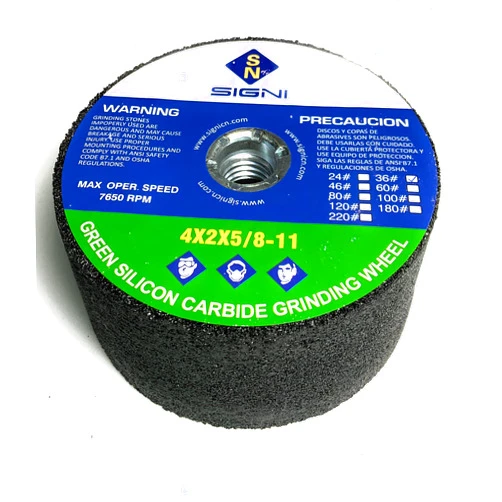 SIGNI 4-Inch Green SiC Grinding Stone with 5/8-11 Thread (36 Grit)