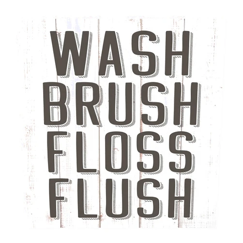 MRC Wood Products Wash Brush Floss Flush Rustic Wood Wall Sign 12x12