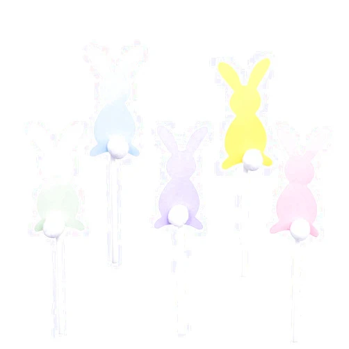 Ullovit Easter Bunny Cupcake Toppers - Easter Day Colorful Rabbit Cupcake Picks, Spring Food Appetizers Toothpicks for Baby Shower, Boys Girls Birthday Decoration 5pcs