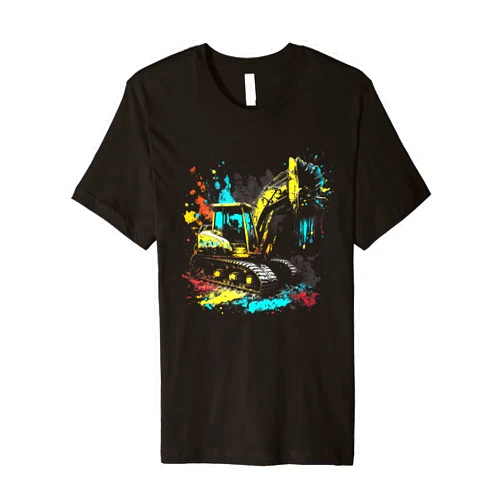 Cool colorful excavator construction machinery gif Excavator Splash Art Worker Retro Construction Machine Premium T-Shirt