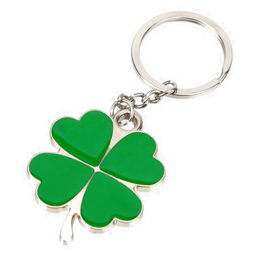 IKAAR Keychain Four-leaf Clover Key Rings Purse Bag Pendants Car Styling Steel Stainless Green Leaf Keyring Lucky Key Chain